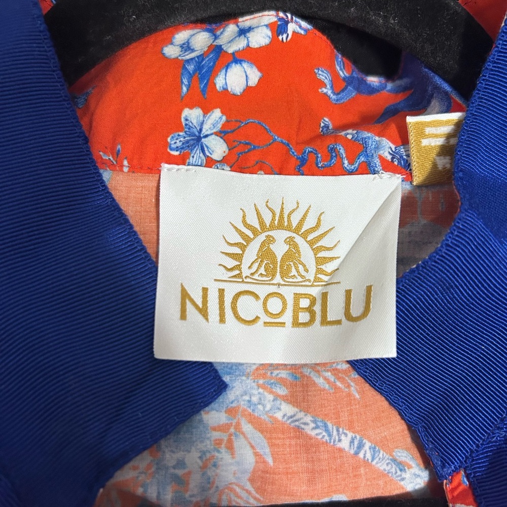NicoBlu Vibrant Orange & Blue Printed Tunic Top - Picture 2 of 6